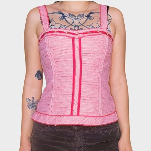 WHBM Pink Twee Corset Top 💗 - Picture 2 of 8
